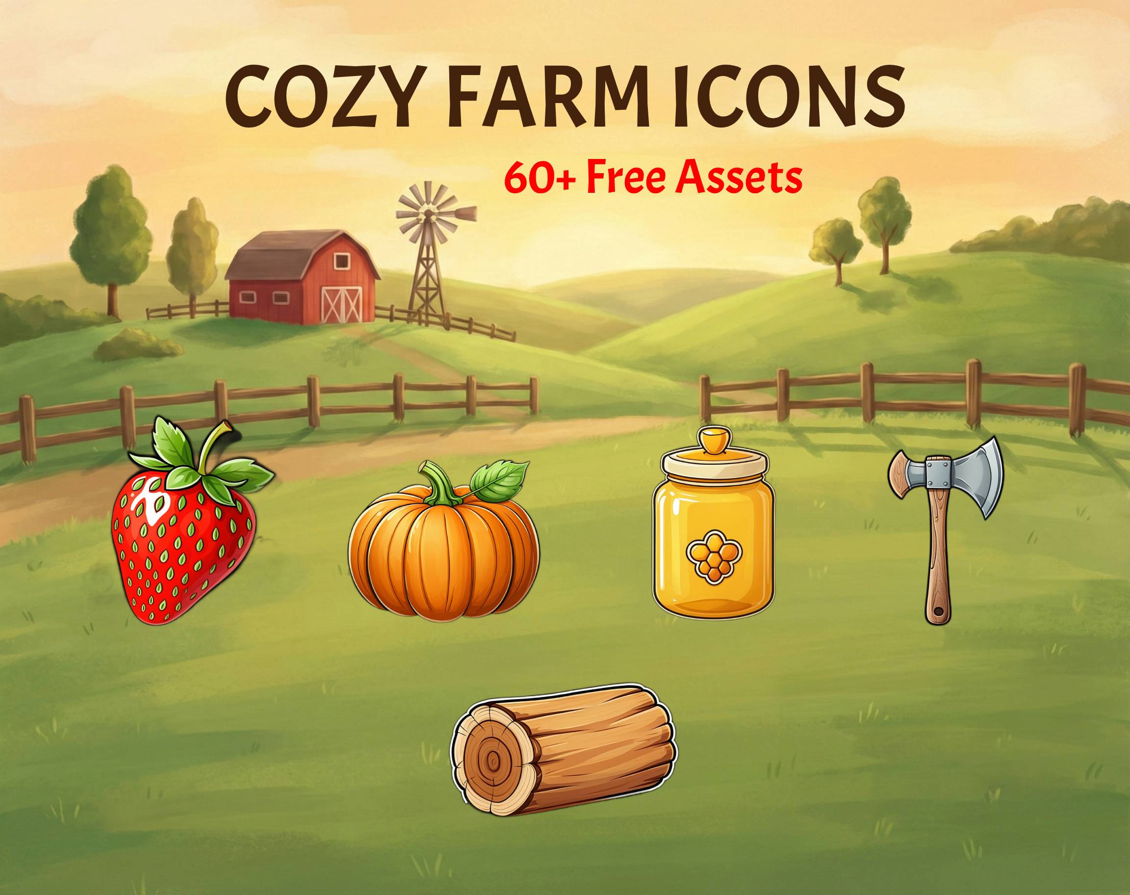 Cozy Farm Icon Pack (60+ Free Assets) by gaspardani87