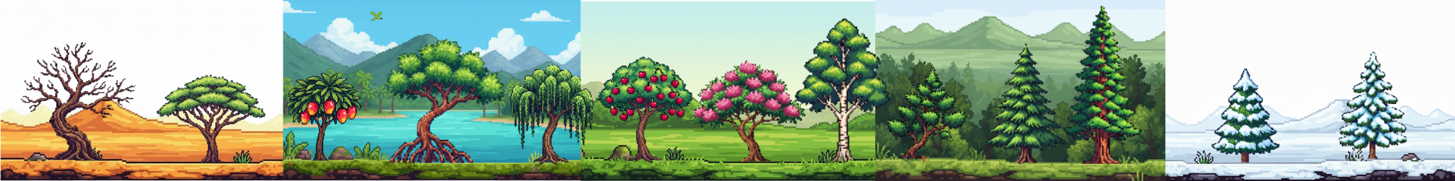 Pixel Art Mega Tree Pack – 55 Unique Trees (3 Sizes)
