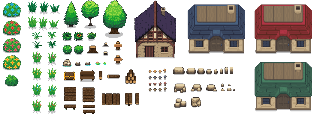 Basic Tile Set Basic Tileset and Asset Pack 32x32 Pixels by schwarnhild