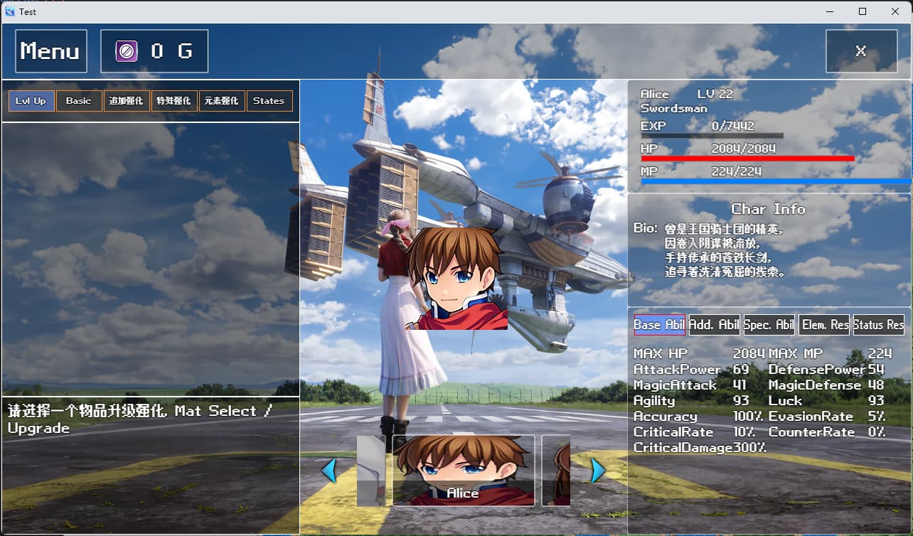 Character Status Menu Custom Status Menu-RPG Maker MZ Plugin by i404i
