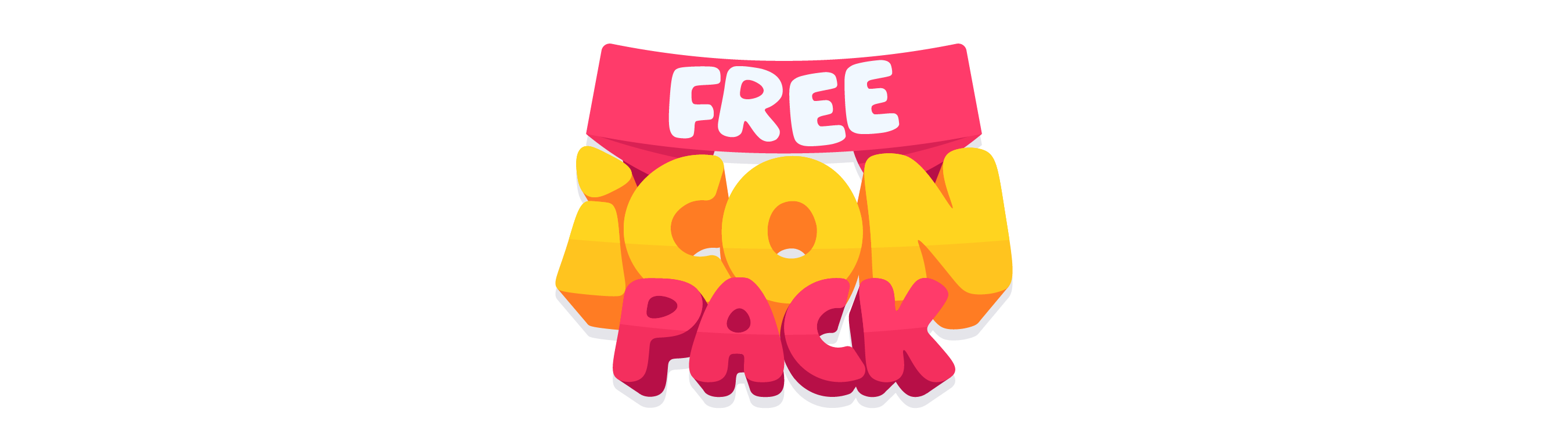 FREE ICON PACK Colorful cartoon-style text logo reading 'FREE ICON PACK' on a black background.