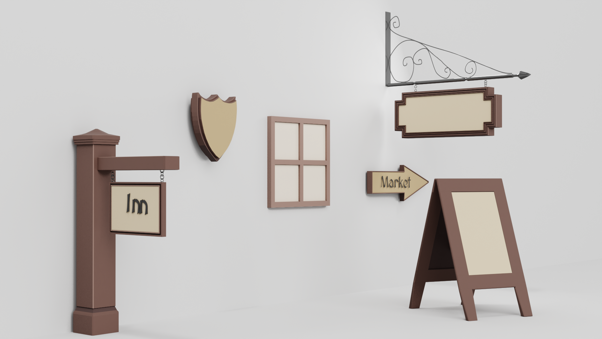 Stylized Medieval Signage & Notice Boards (10 Props) – Fantasy Town ...