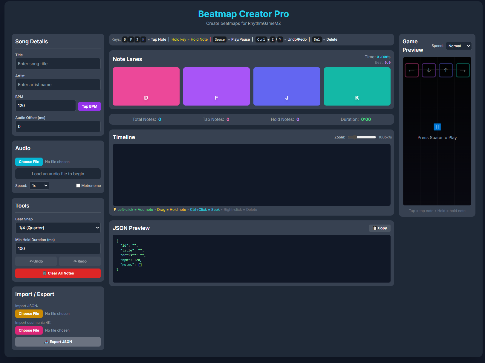 Osu! Mania chart importer and Beatmap Editor rework - Rhythm Game MZ by ...