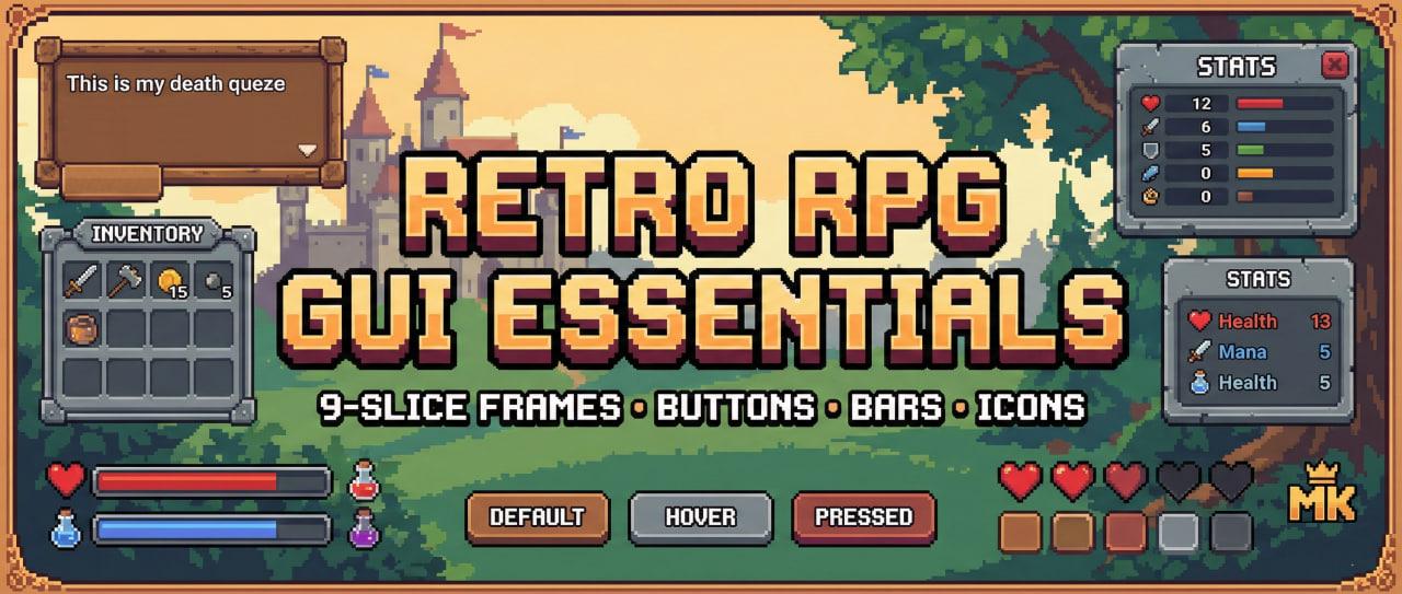 RPG GUI Elements & Frames (Pixel Art)