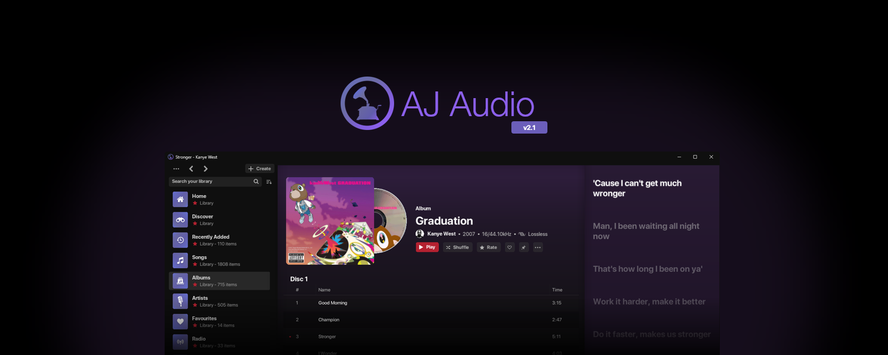 AJ Audio - a Jellyfin & Windows Music Player