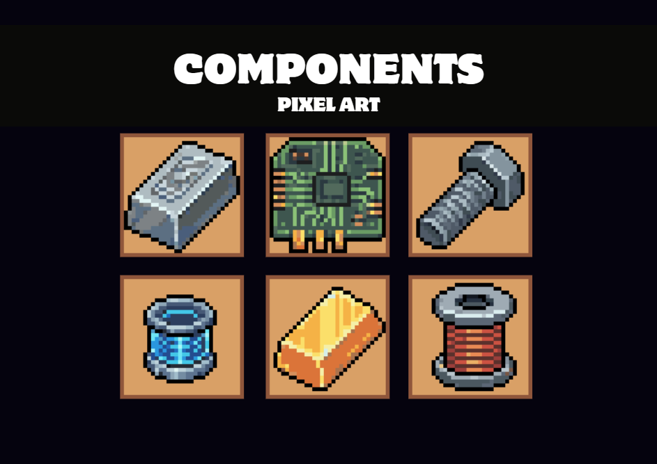 SCI-FI Components Icons Pixel Art by Pixel-Banner