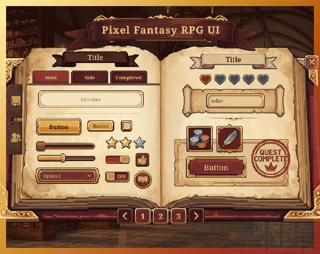 Pixel Adventure Book UI: Fantasy RPG Kit by IndigoLay