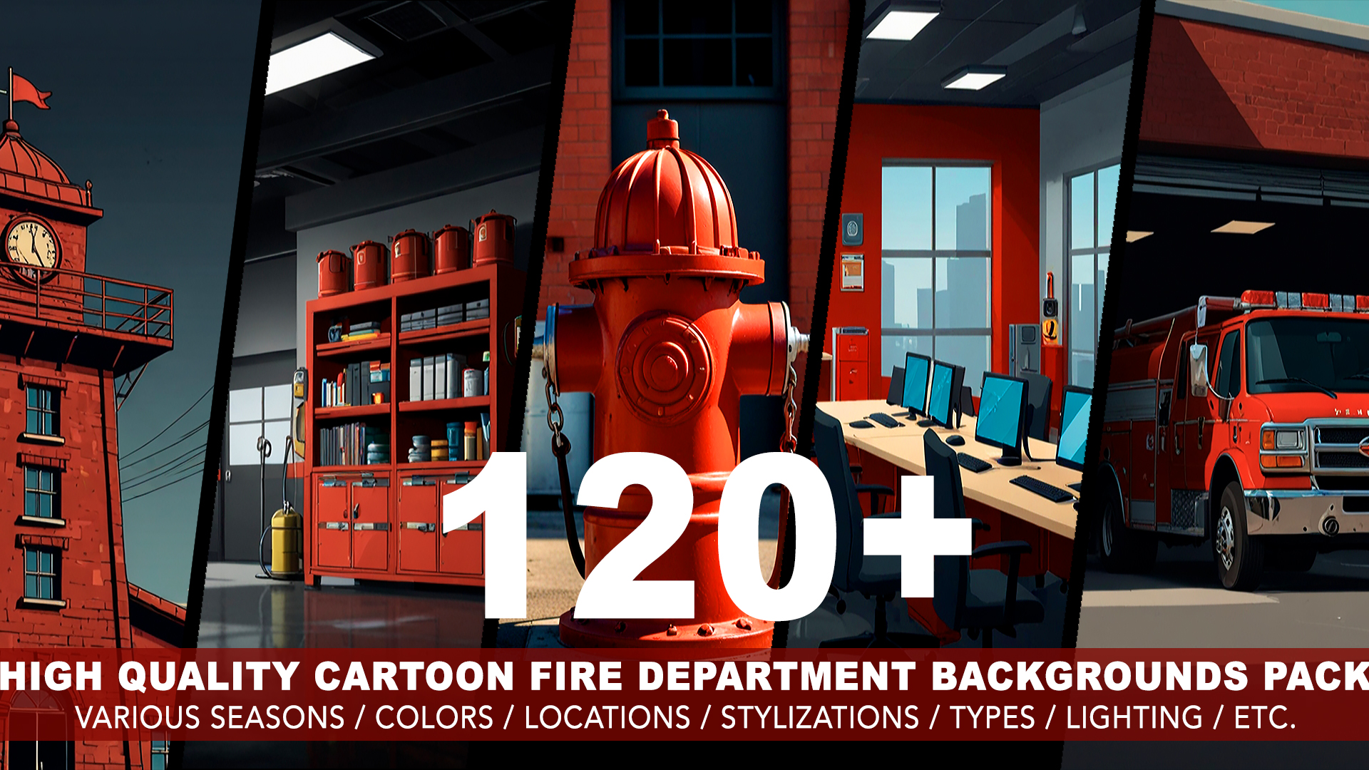 120+ FIRE DEPARTMENT BACKGROUNDS by PIXELHUNT