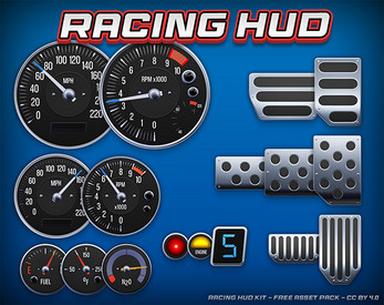 Racing HUD Kit - Free Game HUD Asset Pack by Ville Seppänen