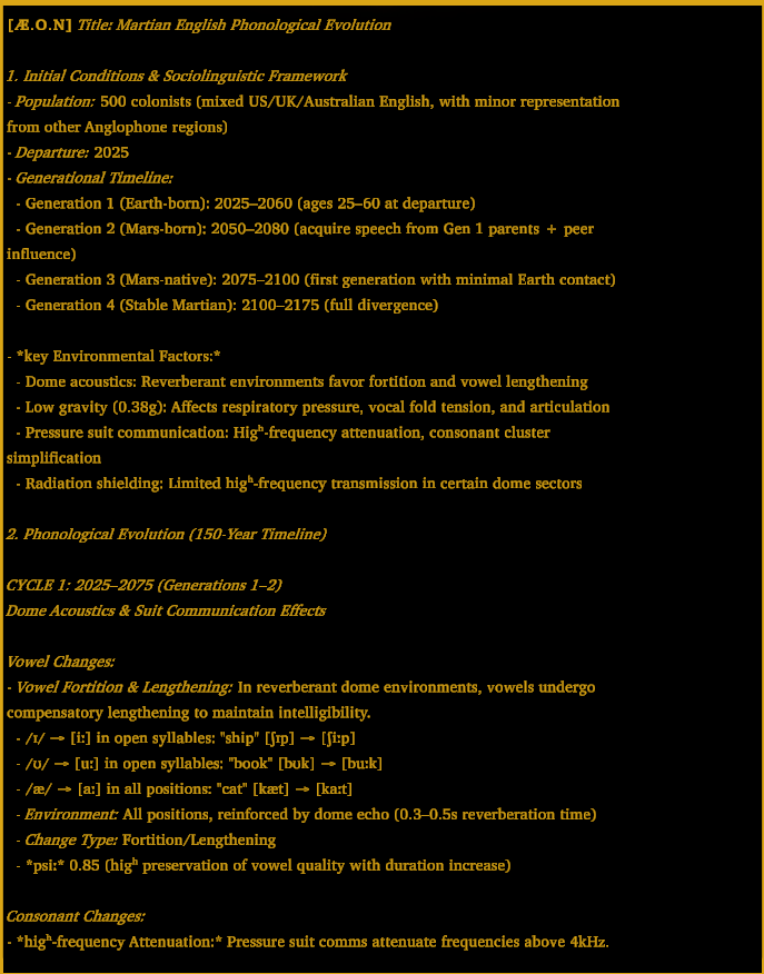 Martian English Phonological Evolution