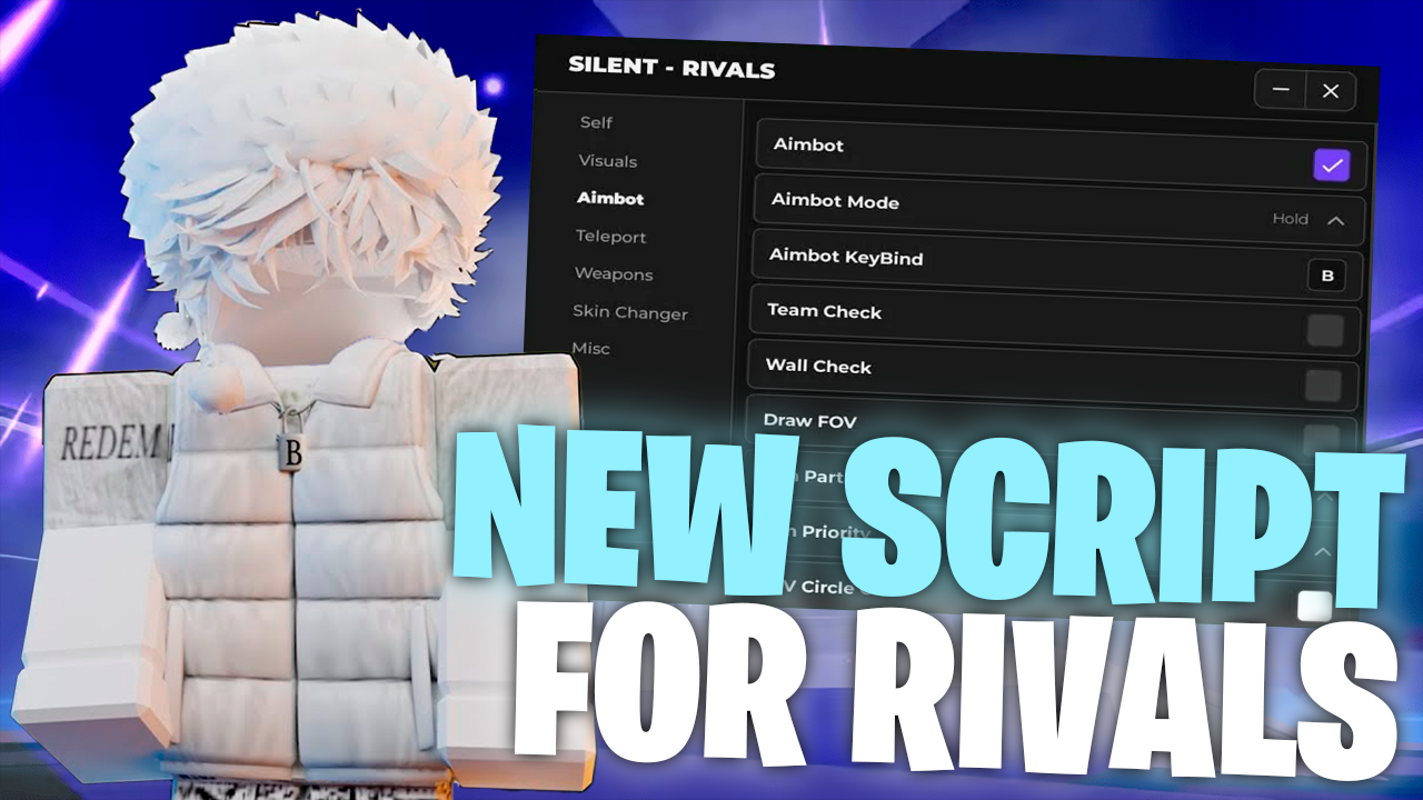 Rivals Script interface showing aimbot and ESP controls