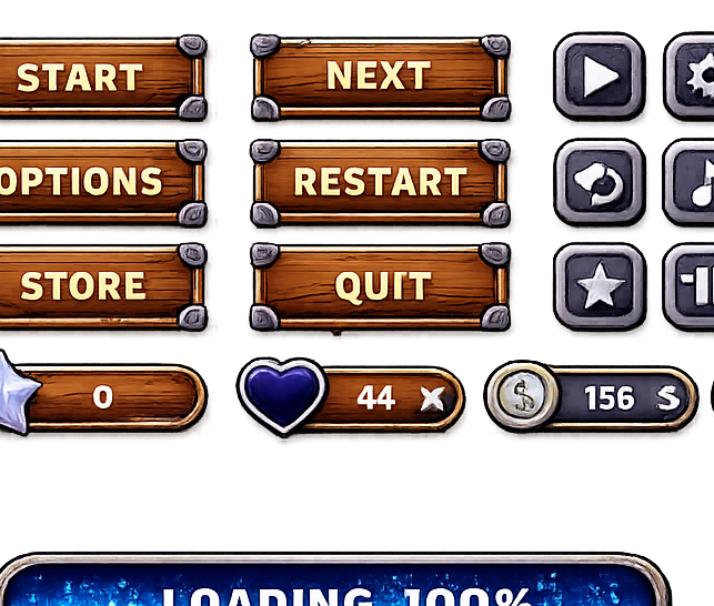 Medieval UI Button Pack by sansyg