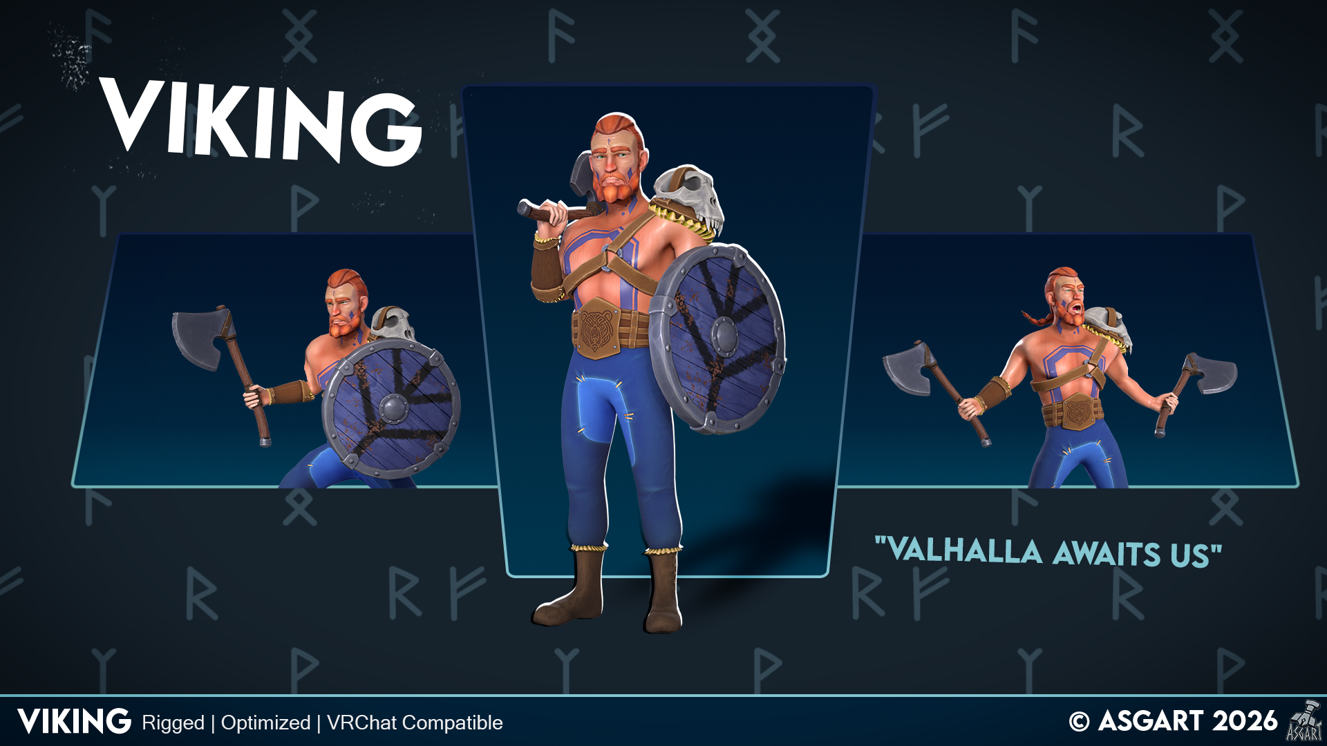 Stylized Viking Warrior - 3D Character - VRChat Ready