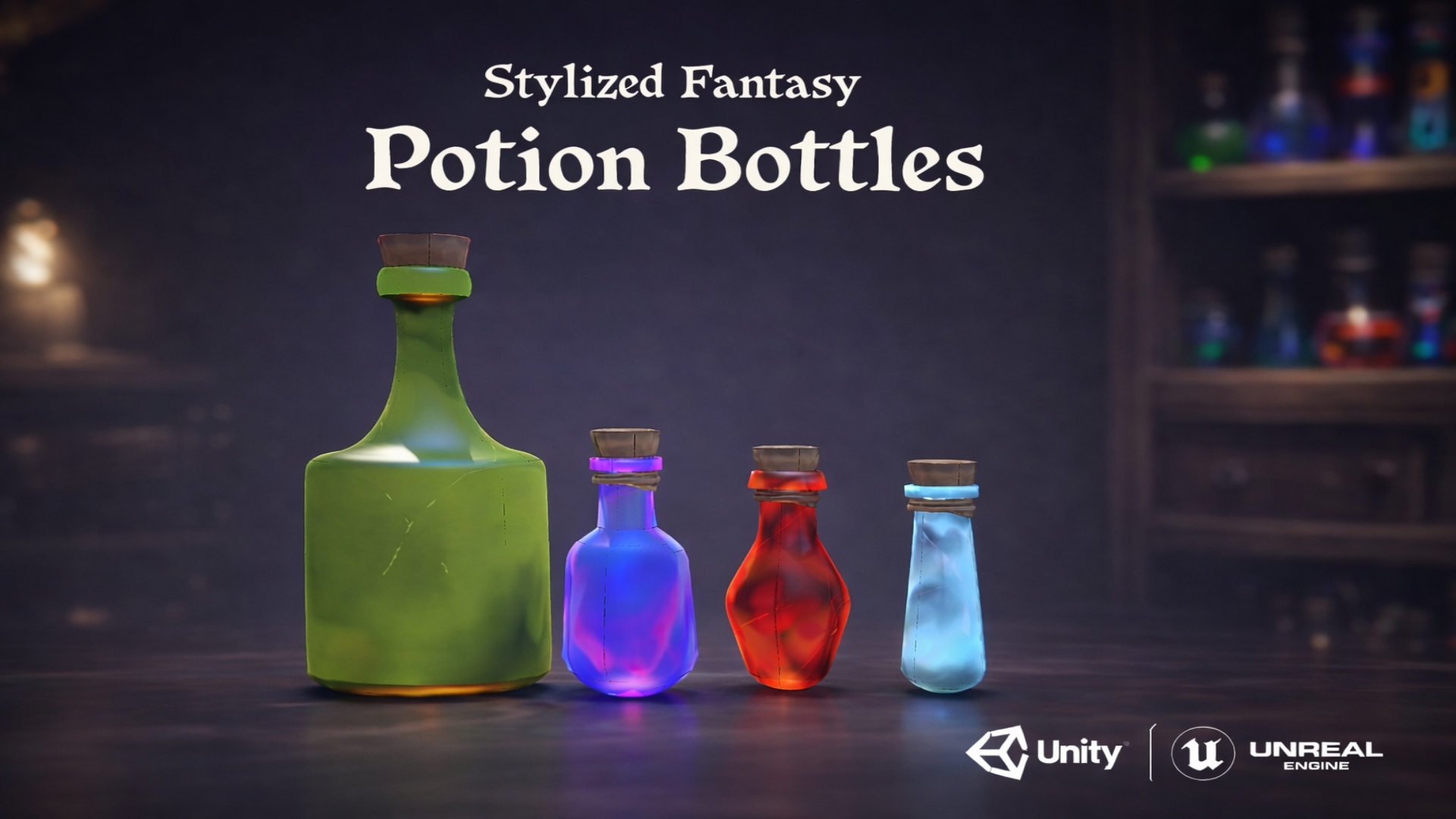 Stylized Fantasy Potion Bottles