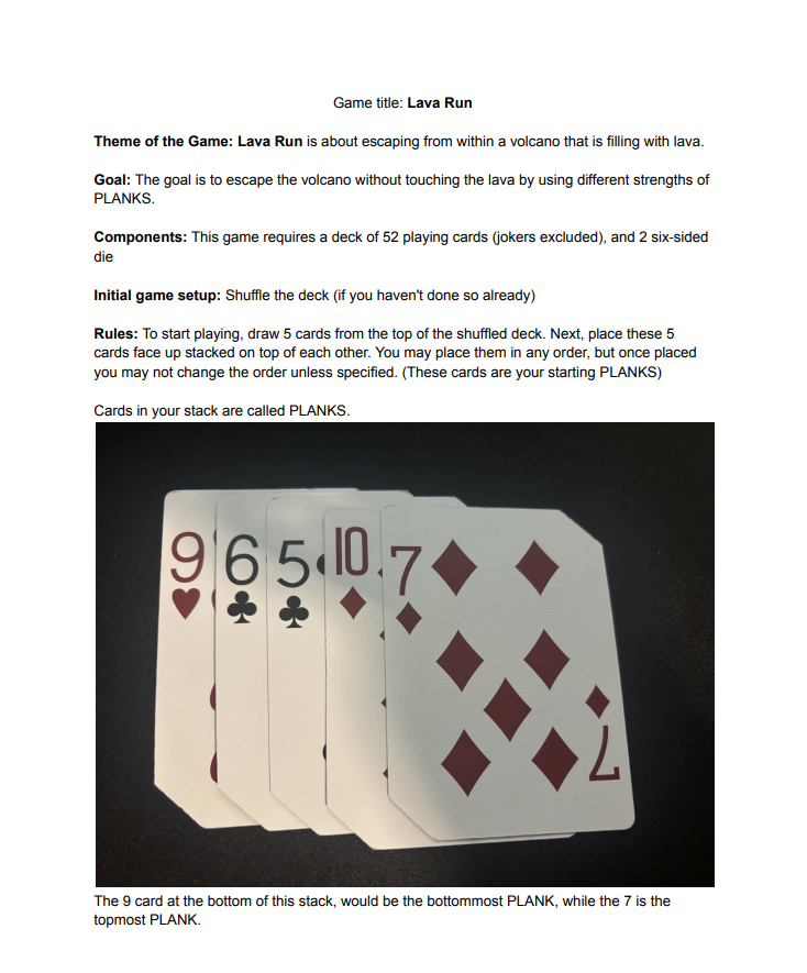 Lava Run: Solo Tabletop Game Rulebook