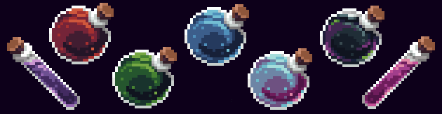 32x32 Pixel Art Potion Icon Pack by Ellzebee