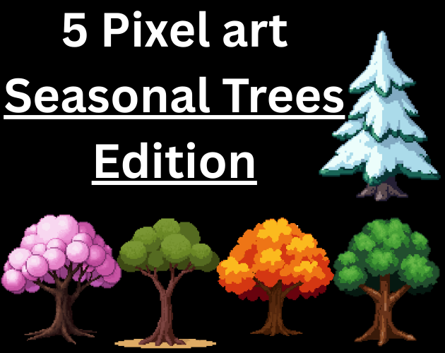 5 Pixel art Seasonal Trees Set by Pixel-Dixel