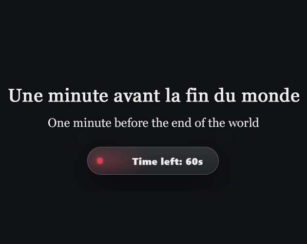 Cover image for Une minute avant la fin du monde.