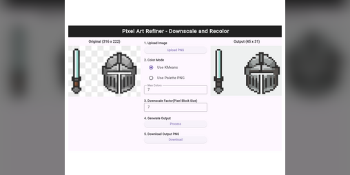 Cover image for Pixel Art Refiner - Downscale and Recolor