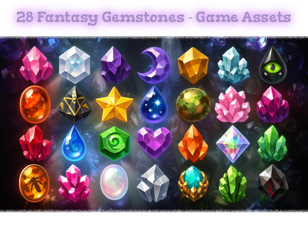 28 Fantasy Gemstones - Game Assets by TheSalesMann
