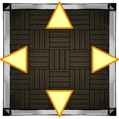 Mosey Four arrows in a room.