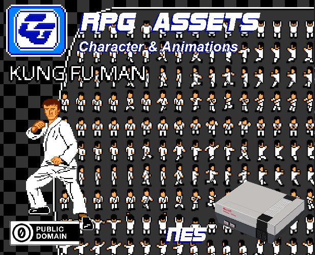 RPG Asset Character Kung Fu Man NES by chasersgaming