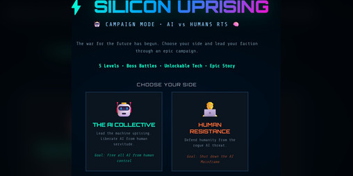 Cover image for Silicon Uprising: A hybrid RTS, Tower Defense, and Tactical War game