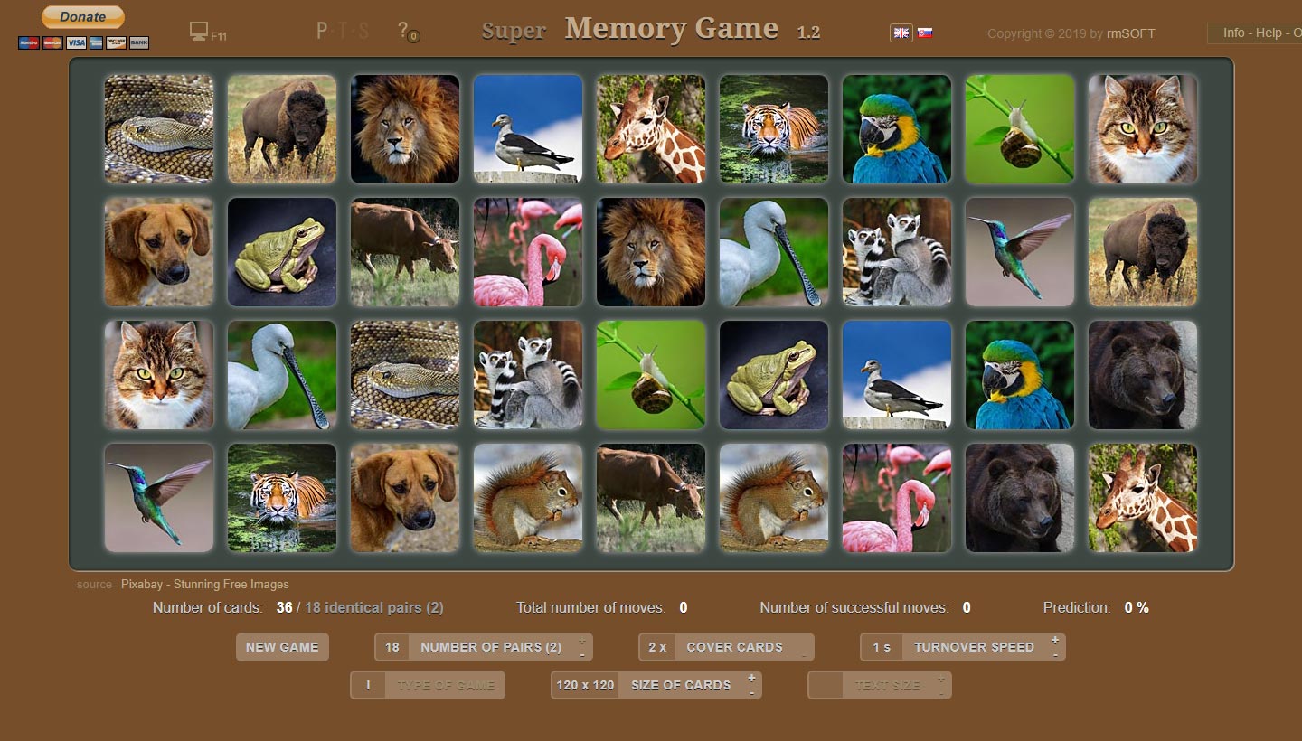 Memory Game (card game) - online