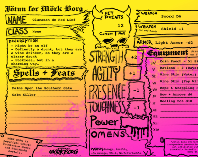 Cover image for New Mörk Borg Character Sheet