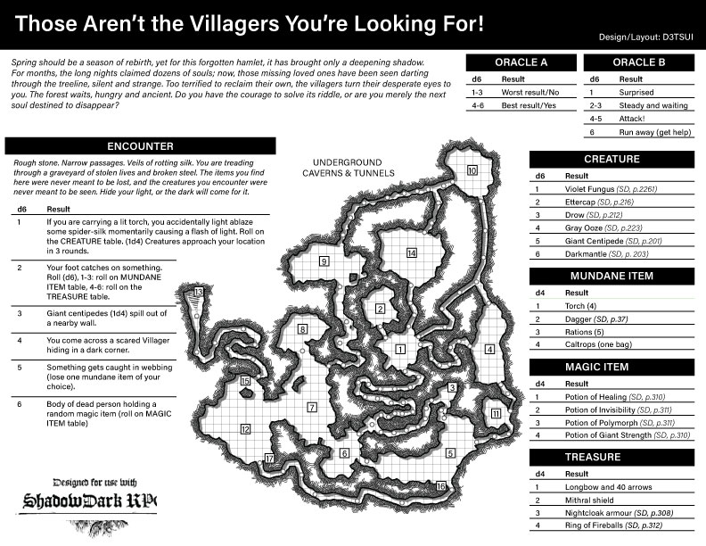 (Shadowdark OSR solo/GM-less) Those Aren't the Villagers You're Looking For!