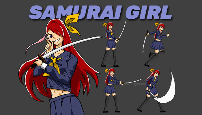 Samurai Girl 2D Sprite