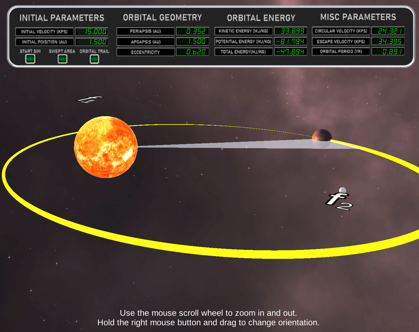 Keplers 2nd Law Feature Planetary Motion Demo By J Douglas Patterson 9056