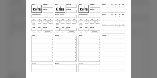 Cover image for Cairn 2e Party Sheet