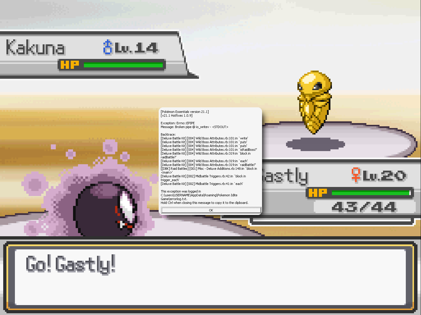 Error message in question