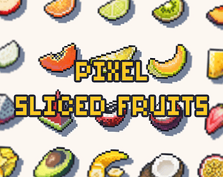 Pixel fruits. Cartoon 2D game sprite asset with apple banana mango cit By  Tartila