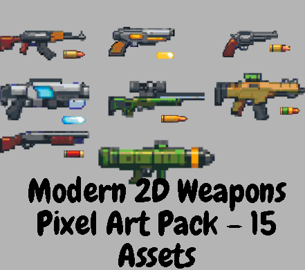 Modern 2D Weapons Pixel Art Pack by PolyDonut3D