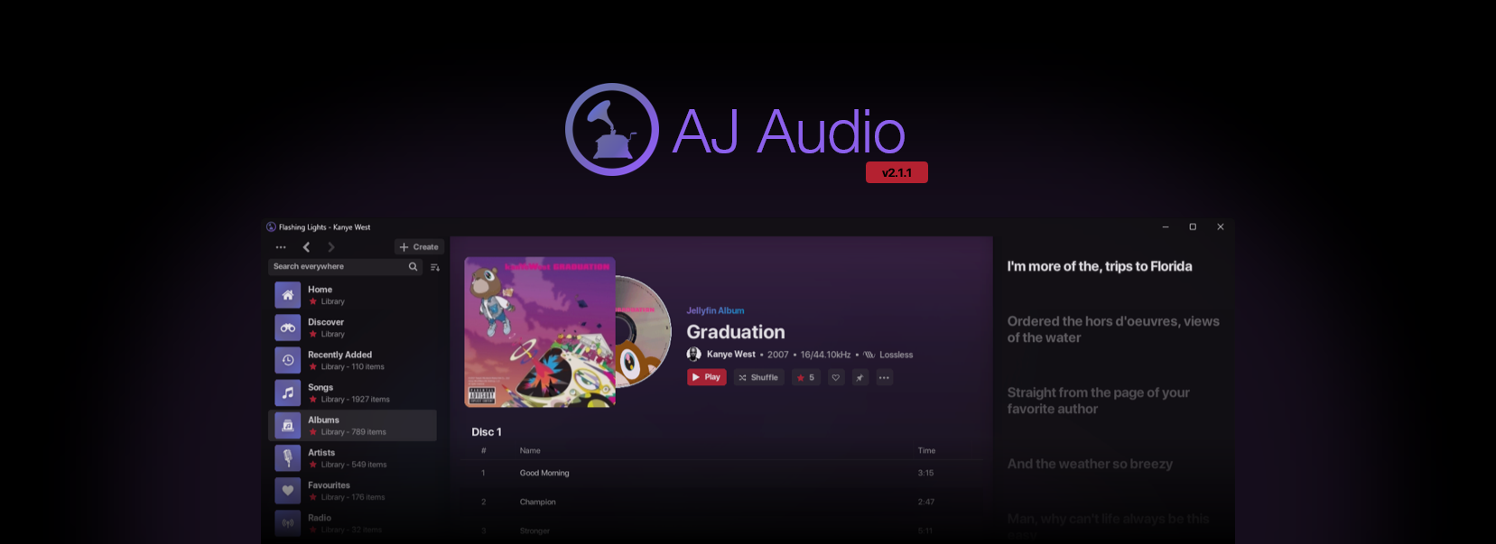 AJ Audio - a Jellyfin & Windows Music Player