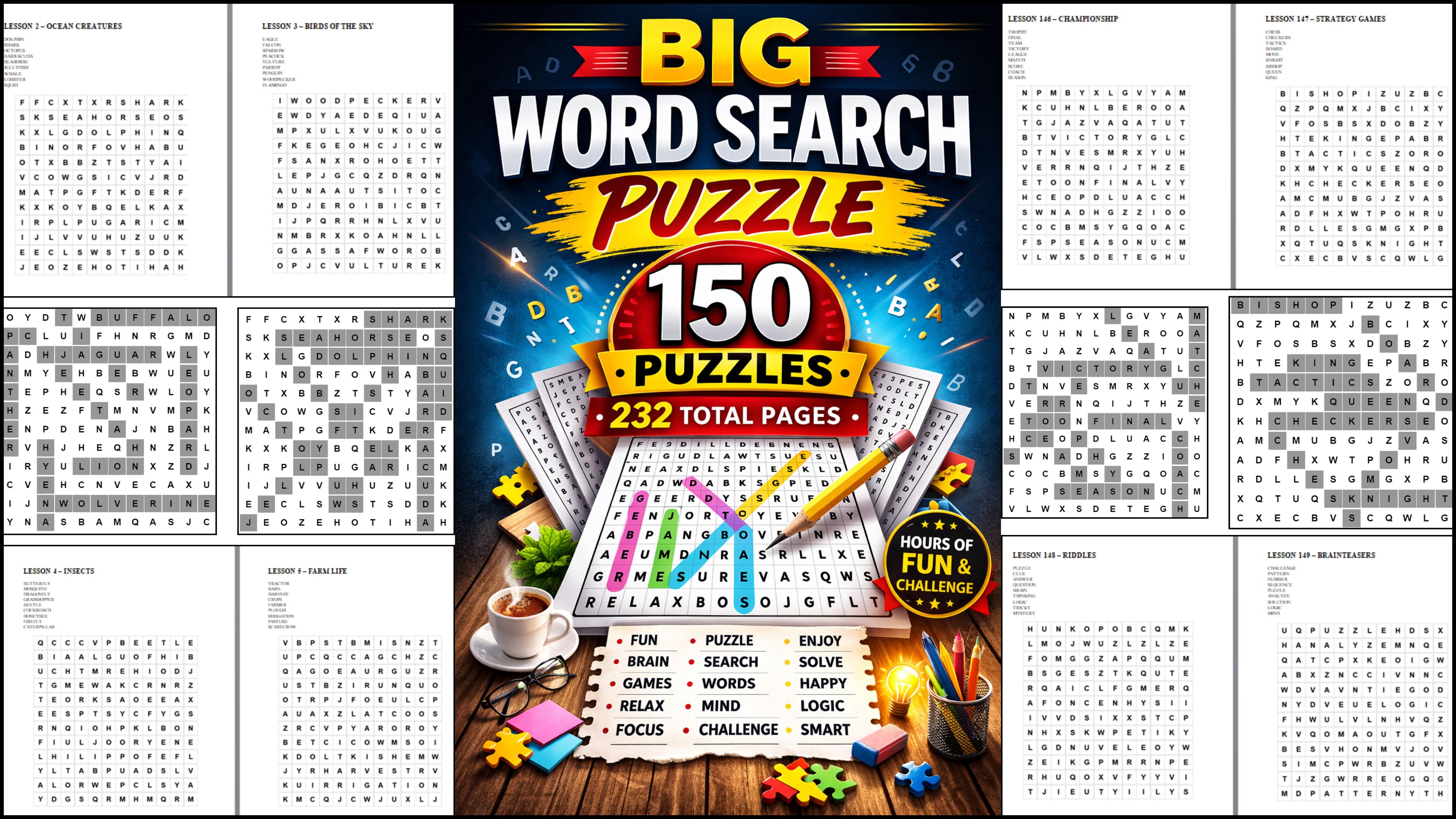 Bible Word Search Puzzle Book – 150 Christian Puzzles with 75 Pages of ...