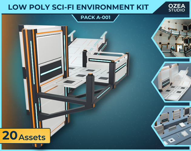 Low Poly Sci-Fi Modular Environment Pack A-001+ by OZEA Studio