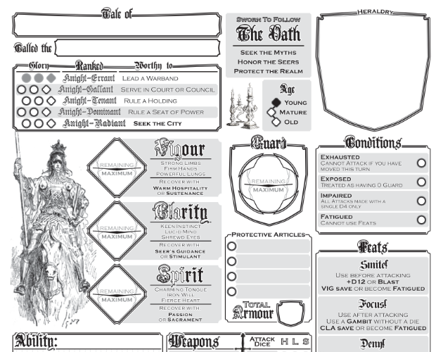 Cover image for Mythic Bastionland Character Sheet
