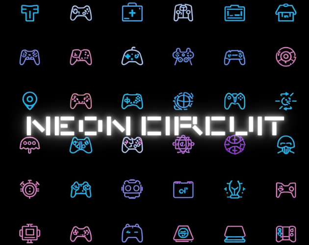 Neon Circuit: 42 Cyberpunk UI Icons by ByteBrush Studio