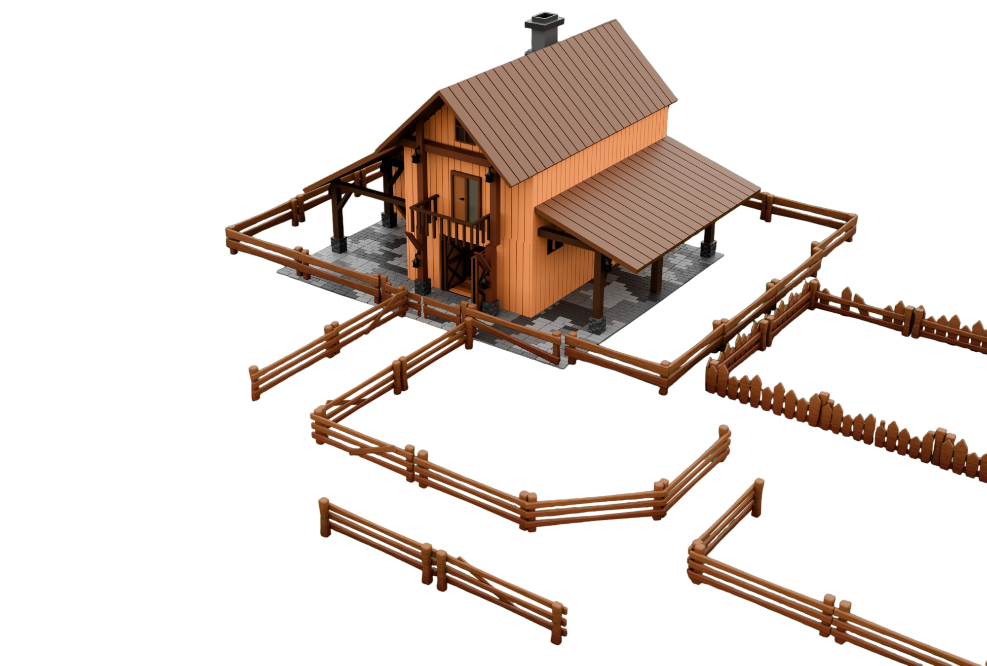 Stylized Low Poly Farm Fence Pack