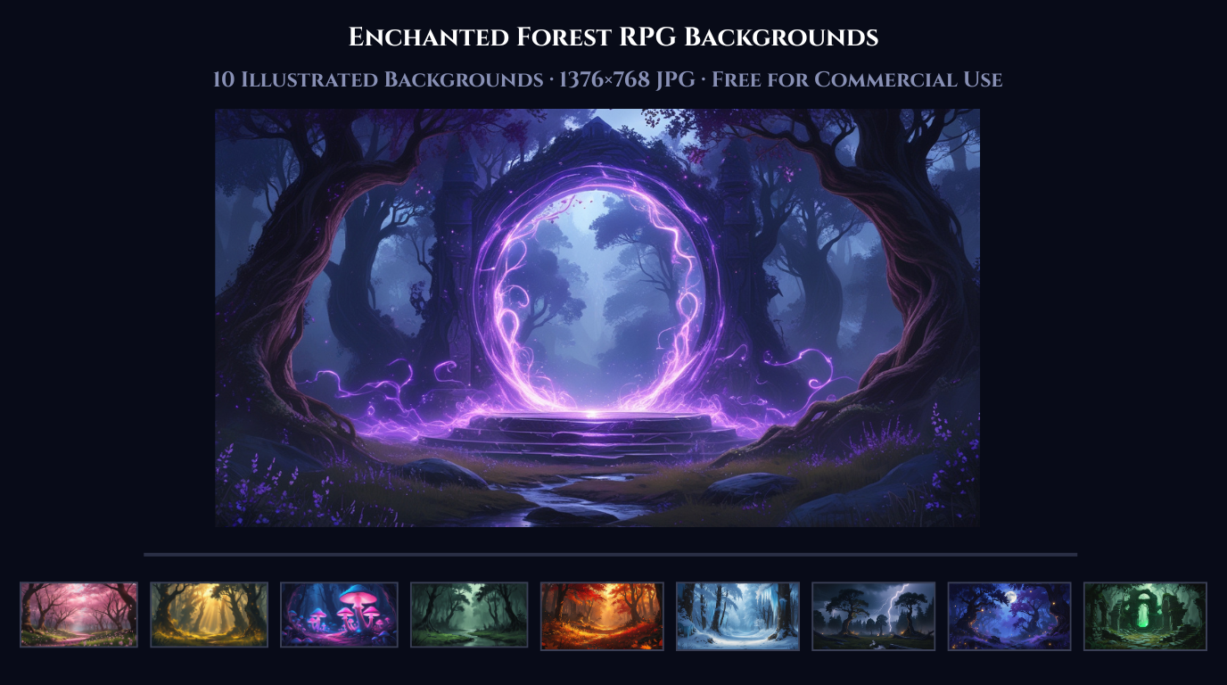 Fantasy Rpg Background Enchanted Forest RPG Backgrounds | 10 Fantasy 2D Backgrounds | 1376x768 ...