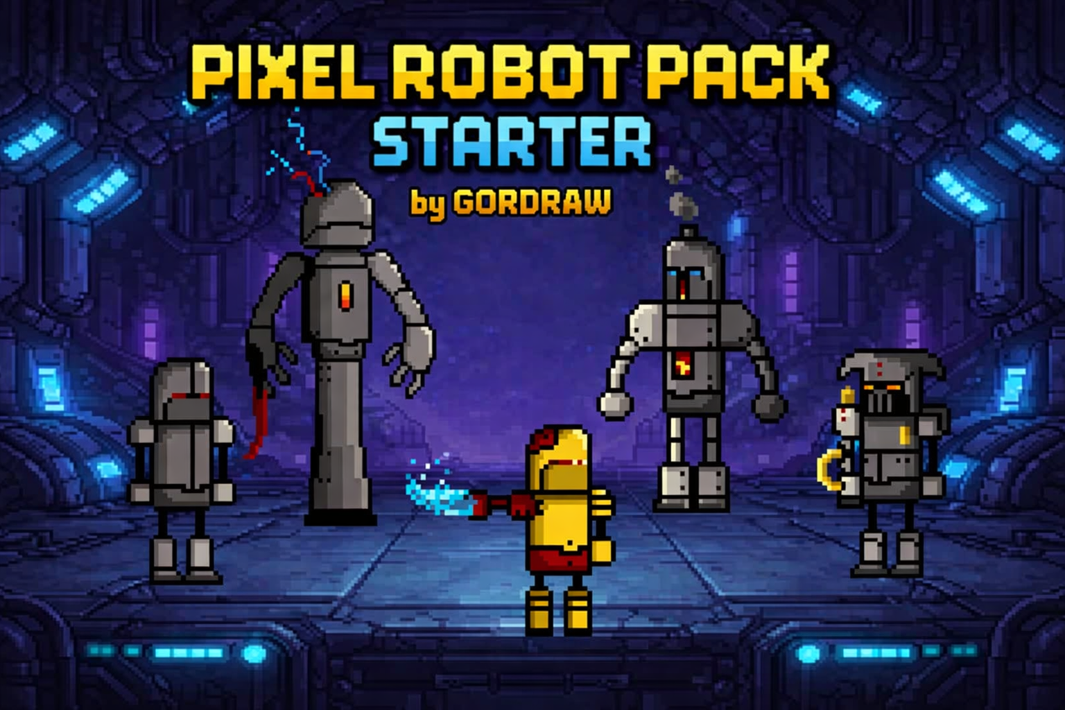 Pixel Robot Enemy Pack – Player, Enemies, Miniboss & Boss (2D Pixel Art ...
