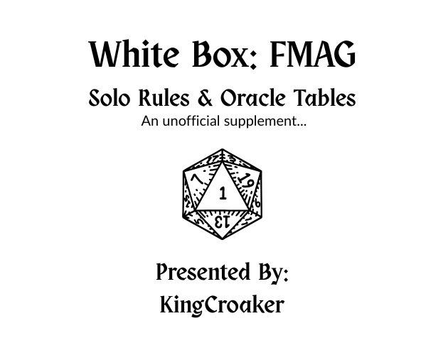 Cover image for White Box FMAG: Solo Tools & Oracle Tables