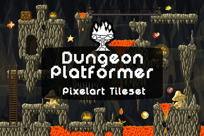 Free Platformer Game Tileset  Free game assets, Game assets, Free