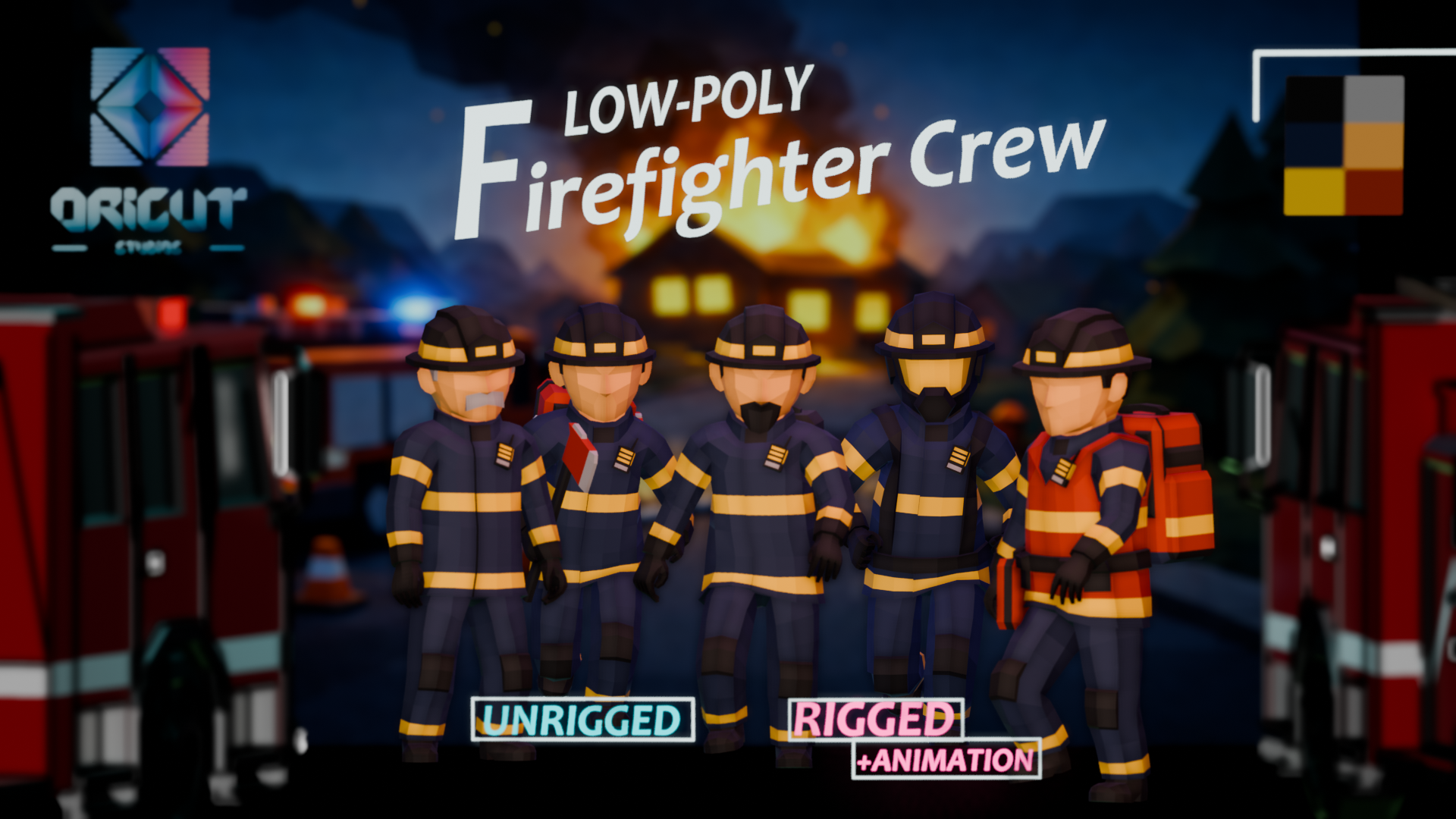 LOW-POLY FIREFIGHTER CREW 01-05