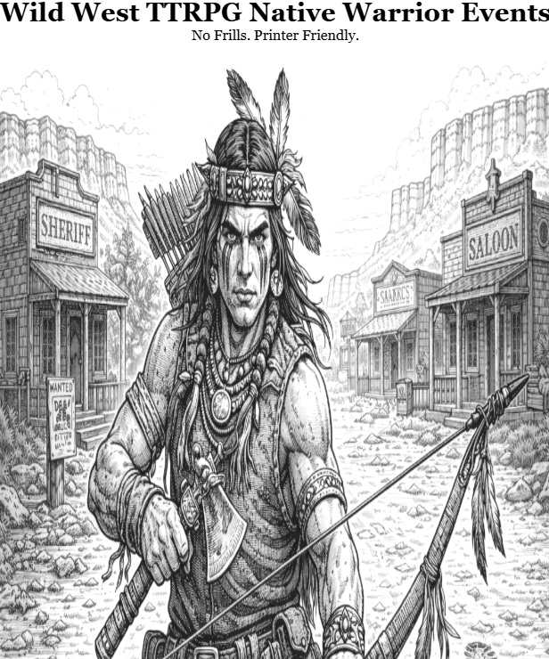 Cover image for Wild West TTRPG Native Warrior Events