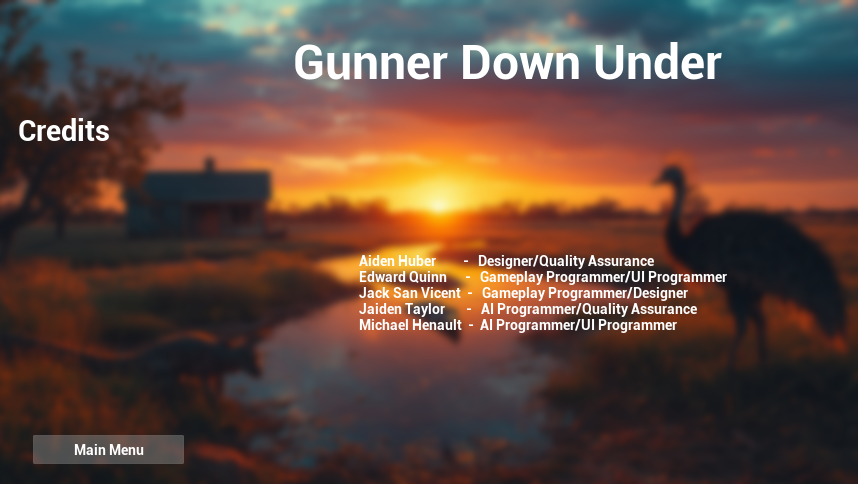 Credits Menu Main Menu Creation/Setup - Gunner Down Under by Cache This, Bedhead_Ed ...