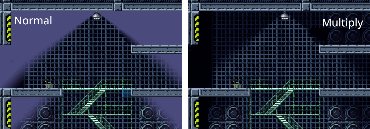 Comparison of Normal and Multiply blending modes